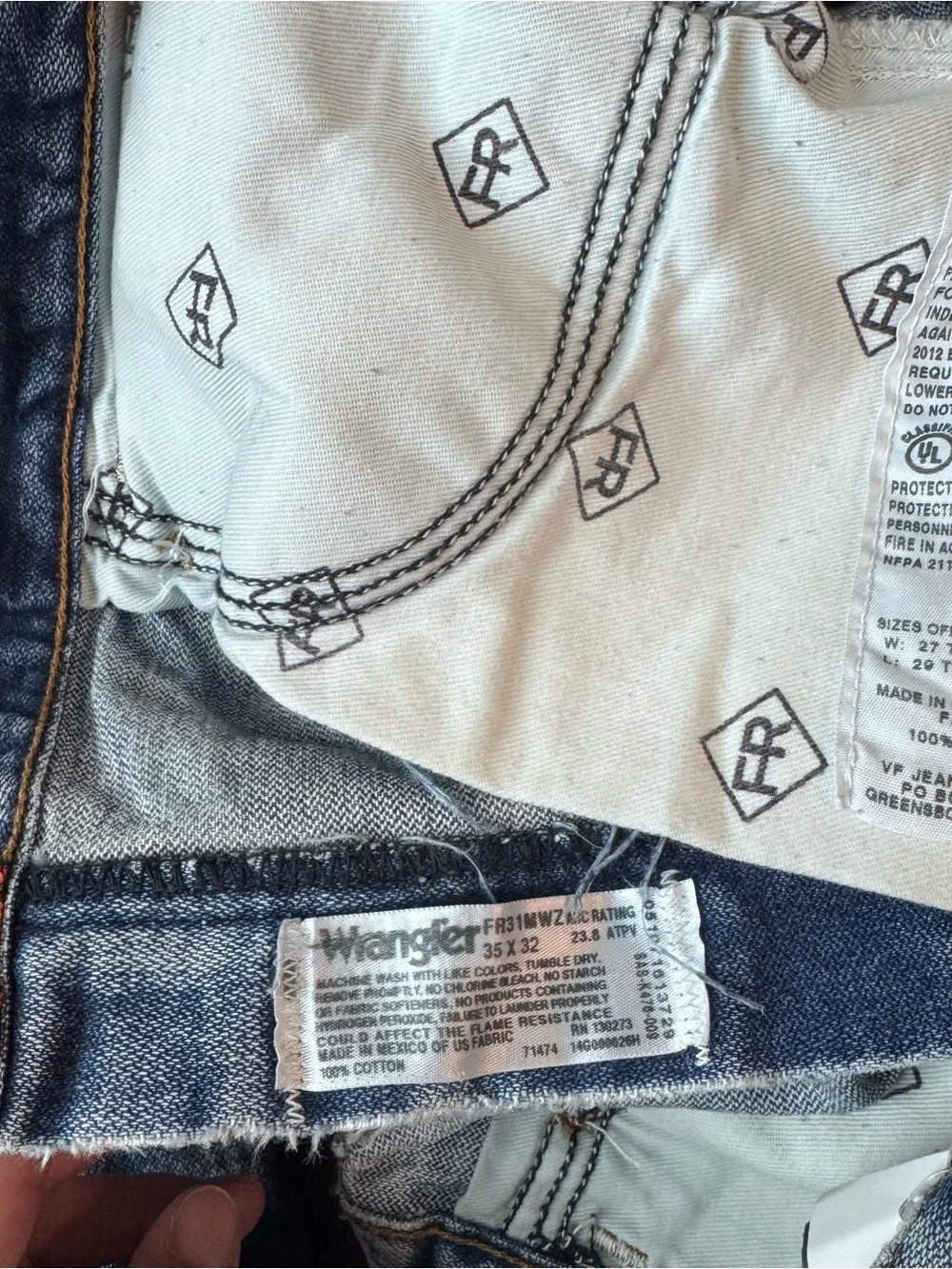 Wrangler FR Jeans Men 34x32 FR13MWZ Flame Resistant HRC2 Straight Leg Blue Denim